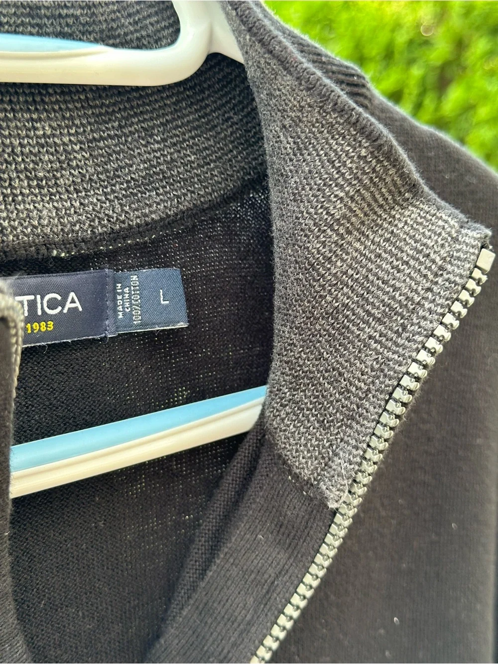 Nautica Mens Black Quarter Zip Sweater Size Large